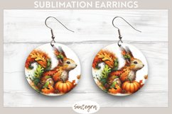 Fall Squirrel Animal v8 Round Earrings Sublimation Product Image 1