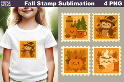 Fall Stamp Sublimation | Cute Autumn Owl &amp; Pumpkin Clipart Product Image 1