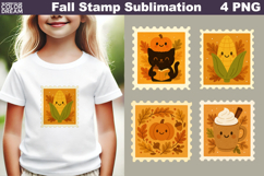 Fall Stamp Sublimation | Cute Autumn Postage PNG Product Image 1