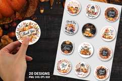 Fall Autumn Thank You Sticker SVG PNG Bundle Product Image 1