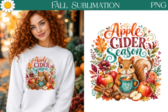 Apple Cider Season | Fall Squirrel Sublimation PNG Product Image 1