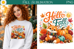 Hello Fall PNG | Cute Fox Autumn Art Product Image 1