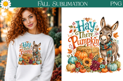 Hay There Pumpkin | Fall Donkey Sublimation PNG Product Image 1