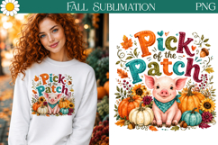 Pick Of The Patch | Fall Pig Sublimation PNG Product Image 1