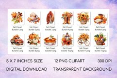 Fall Sublimation Bundle Watercolor Autumn Clipart PNG 