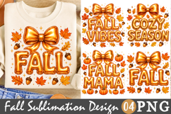 Fall Sublimation Design, Golden Bow Autumn Season PNG Product Image 1
