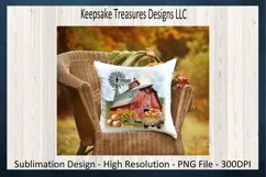Autumn At The Farm Red Barn, Pumpkin Truck Sublimation PNG Product Image 3