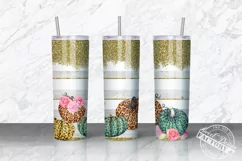 Pumpkin Glitter Stripe tumbler sublimation design Product Image 3