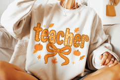 Teacher Fall PNG, Autumn Teacher PNG, Fall Vibes PNG, Lace Product Image 3