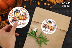 Fall Autumn Thank You Sticker SVG PNG Product Image 1