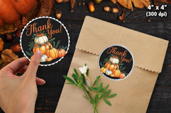 Fall Autumn Thank You Sticker SVG PNG Product Image 1