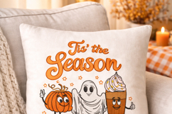 Fall Pumpkin Ghost Coffee Embroidery Design Tis The Season Product Image 4