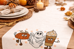 Fall Pumpkin Ghost Coffee Embroidery Design Autumn Kitchen Product Image 3