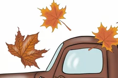 Autumn Truck Pumpkins PNG Sublimation Fall Illustration Leaf Product Image 4