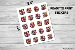 Flower Stickers | Vintage Tulips Printable PNG | Retro Product Image 2
