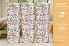 Pink pumpkin tumbler wrap, pumpkin mug wrap Product Image 2