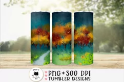 skinny tumbler png sublimation with forest in fall 