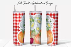 Autumn pumpkins with flowers tumbler design Product Image 1