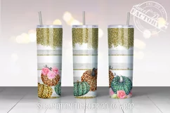 Pumpkin Glitter Stripe tumbler sublimation design Product Image 1