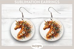 Fall Unicorn Animal v1 Round Earrings Sublimation Product Image 1