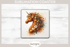 Fall Unicorn Animal v1 Square Coaster Sublimation Product Image 1