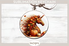 Fall Unicorn Animal v2 Round Keychain Sublimation Product Image 1