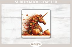 Fall Unicorn Animal v2 Square Coaster Sublimation Product Image 1
