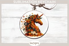Fall Unicorn Animal v3 Round Keychain Sublimation Product Image 1
