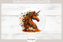 Fall Unicorn Animal v3 Round Coaster Sublimation Product Image 1