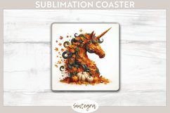 Fall Unicorn Animal v3 Square Coaster Sublimation Product Image 1