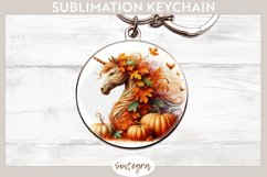 Fall Unicorn Animal v4 Round Keychain Sublimation Product Image 1