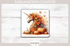 Fall Unicorn Animal v4 Square Coaster Sublimation Product Image 1
