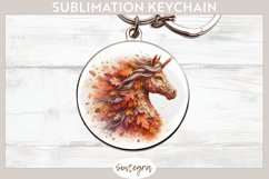 Fall Unicorn Animal v5 Round Keychain Sublimation Product Image 1