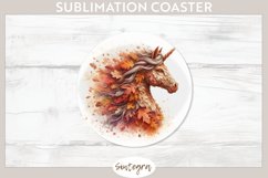 Fall Unicorn Animal v5 Round Coaster Sublimation Product Image 1