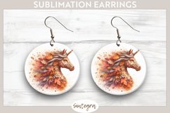 Fall Unicorn Animal v5 Round Earrings Sublimation Product Image 1