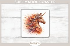 Fall Unicorn Animal v5 Square Coaster Sublimation Product Image 1