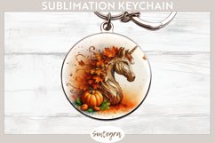 Fall Unicorn Animal v6 Round Keychain Sublimation Product Image 1