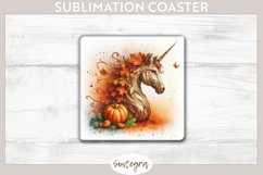 Fall Unicorn Animal v6 Square Coaster Sublimation Product Image 1