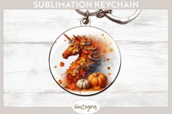 Fall Unicorn Animal v7 Round Keychain Sublimation Product Image 1