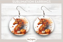 Fall Unicorn Animal v7 Round Earrings Sublimation Product Image 1