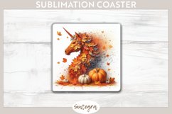 Fall Unicorn Animal v7 Square Coaster Sublimation Product Image 1