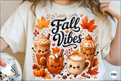 Fall Vibes Cute Autumn Drinks PNG Product Image 1