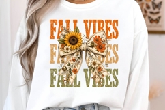 Fall Vibes Floral Bow Autumn PNG Sublimation Printable Art Product Image 2