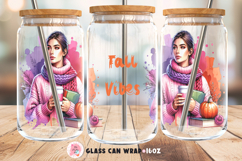 Fall Vibes Tumbler Sublimation birds, 16 oz glass can wrap, Libbey 16 oz template, can glass beer