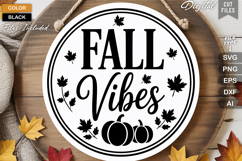 Fall Vibes SVG File | Fall Round Sign SVG Product Image 2