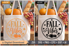 Fall Vibes SVG File | Fall Round Sign SVG Product Image 4