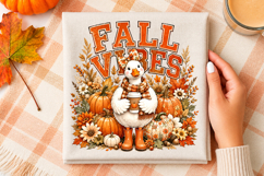 Fall Vibes PNG,Fall Goose Pumpkin Sublimation PNG Product Image 3