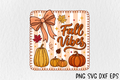 Fall Vibes SVG, Coquette Bow Pumpkin PNG Product Image 1