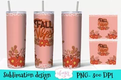 Fall vibes 20 oz tumbler wrap for sublimation with flowers Product Image 2