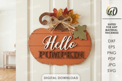 Fall Wall Sign Laser Cut. Door Sign. Hello Pumpkin SVG Product Image 1